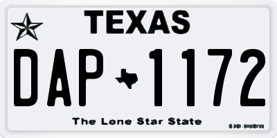 TX license plate DAP1172