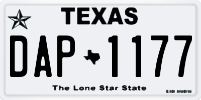 TX license plate DAP1177