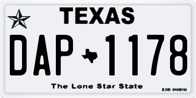 TX license plate DAP1178