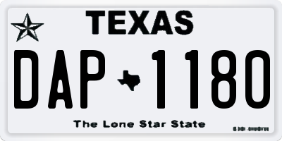 TX license plate DAP1180