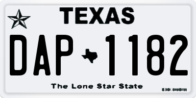 TX license plate DAP1182