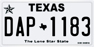 TX license plate DAP1183