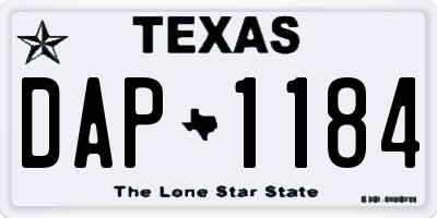 TX license plate DAP1184