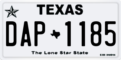 TX license plate DAP1185