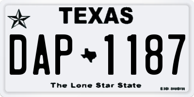 TX license plate DAP1187