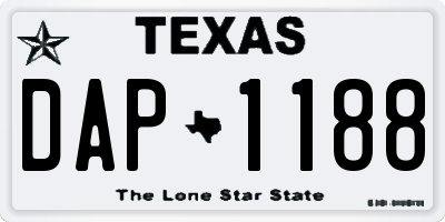 TX license plate DAP1188