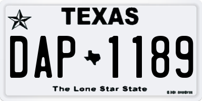 TX license plate DAP1189