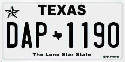 TX license plate DAP1190