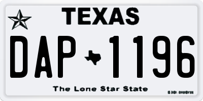 TX license plate DAP1196