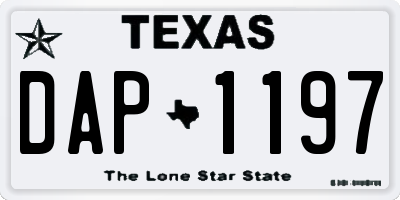 TX license plate DAP1197