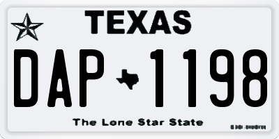 TX license plate DAP1198