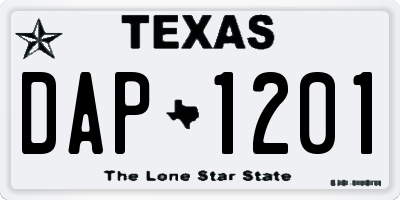 TX license plate DAP1201