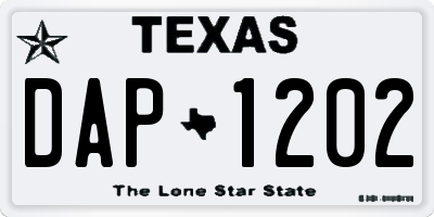 TX license plate DAP1202