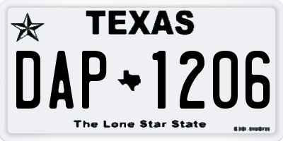 TX license plate DAP1206