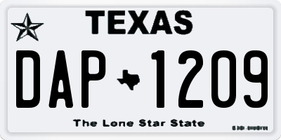 TX license plate DAP1209