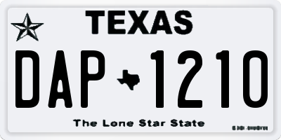 TX license plate DAP1210