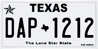 TX license plate DAP1212