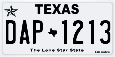 TX license plate DAP1213