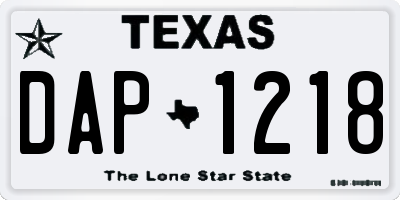 TX license plate DAP1218
