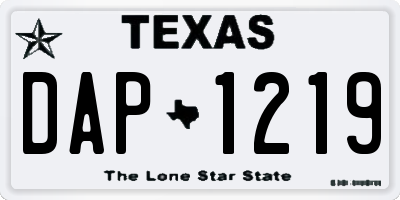 TX license plate DAP1219