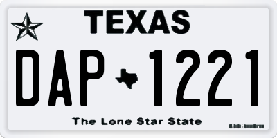 TX license plate DAP1221