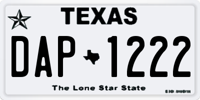 TX license plate DAP1222