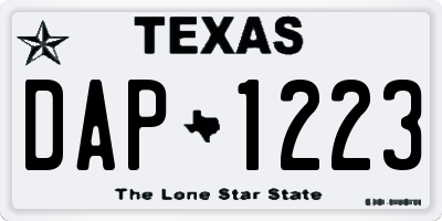 TX license plate DAP1223