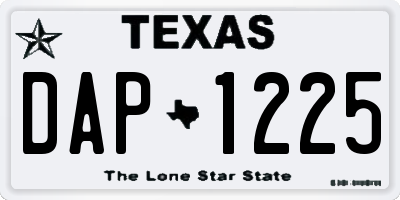 TX license plate DAP1225