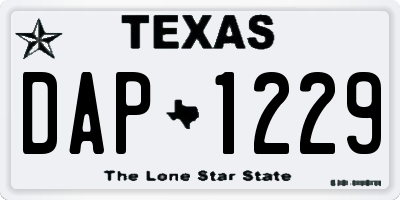 TX license plate DAP1229