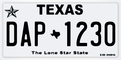 TX license plate DAP1230