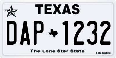 TX license plate DAP1232