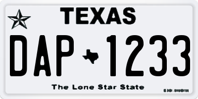 TX license plate DAP1233