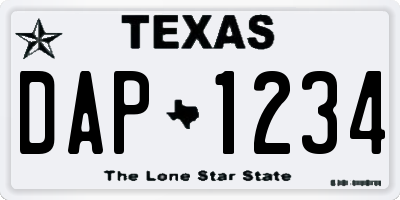 TX license plate DAP1234