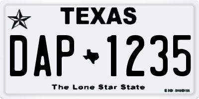TX license plate DAP1235
