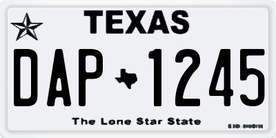 TX license plate DAP1245
