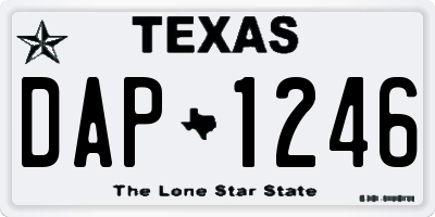 TX license plate DAP1246