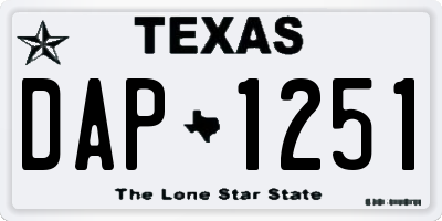 TX license plate DAP1251