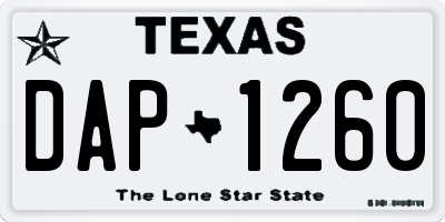 TX license plate DAP1260
