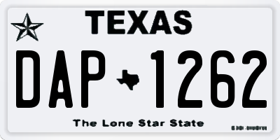 TX license plate DAP1262
