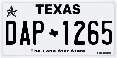 TX license plate DAP1265