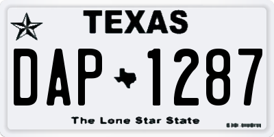 TX license plate DAP1287