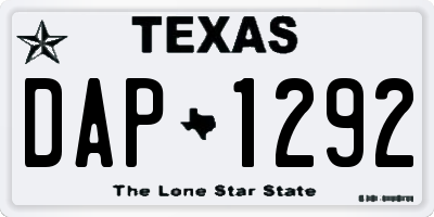 TX license plate DAP1292