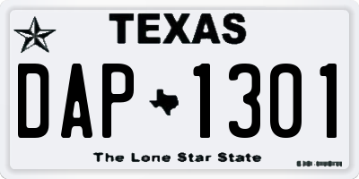 TX license plate DAP1301