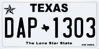 TX license plate DAP1303