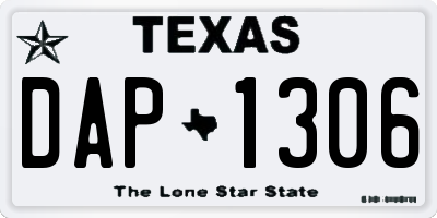 TX license plate DAP1306