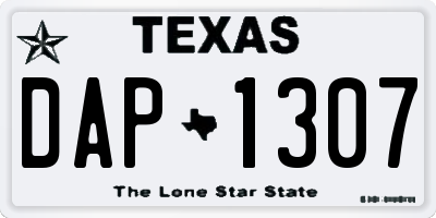 TX license plate DAP1307