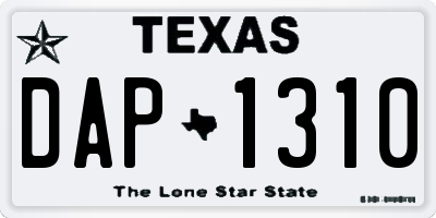 TX license plate DAP1310