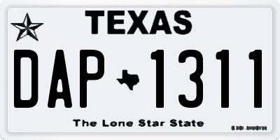TX license plate DAP1311