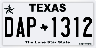 TX license plate DAP1312