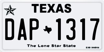 TX license plate DAP1317